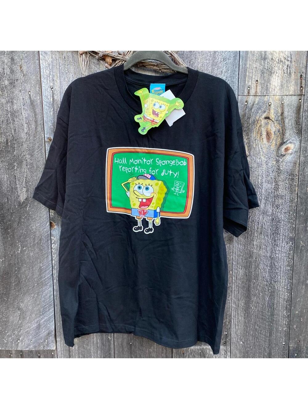 Vintage 2002 Spongebob Hall Monitor Y2K Tee Shirt Size XL